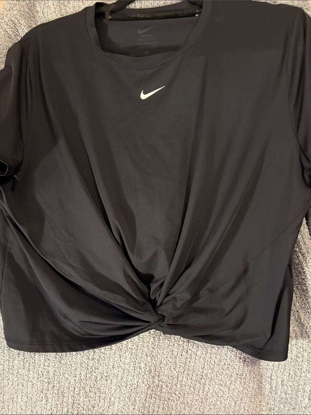 Nike Black Short-Sleeve Twist-Front Performance Tee